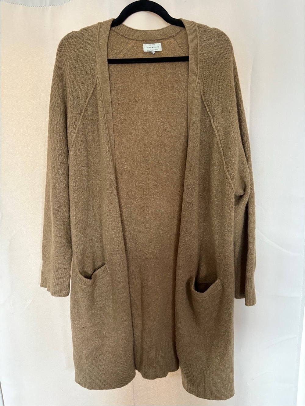 Lucky Brand Open-Front Cardigan in Tan Brown XL